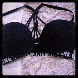 Black Victoria’s Secret pink bra